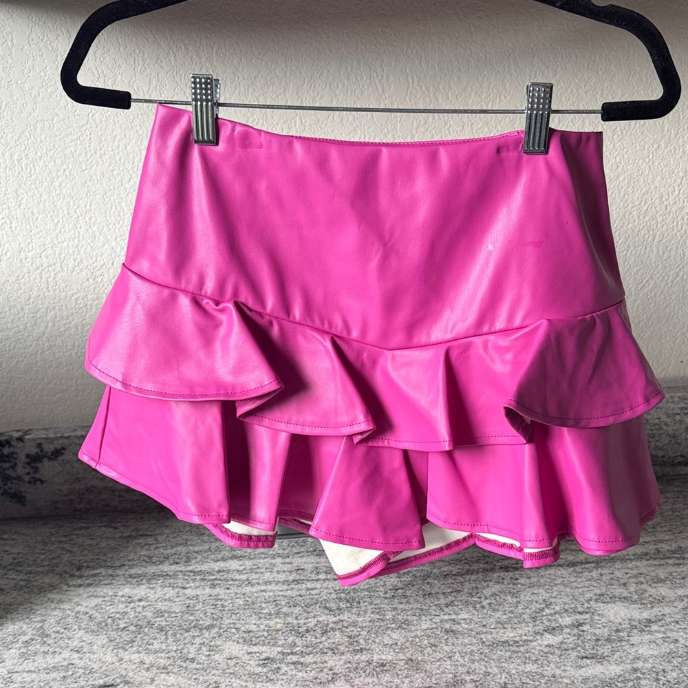 Vibrant Pink Layered Skater Skirt